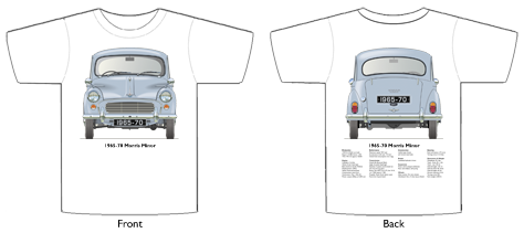 Morris Minor 2dr Saloon 1965-70 T-shirt Front & Back